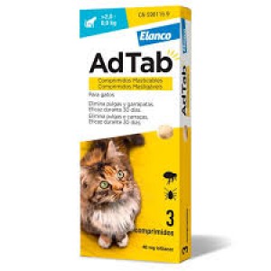 ADTAB Gato Comprimidos p/ pulgas e carraças 2-8kg cx3